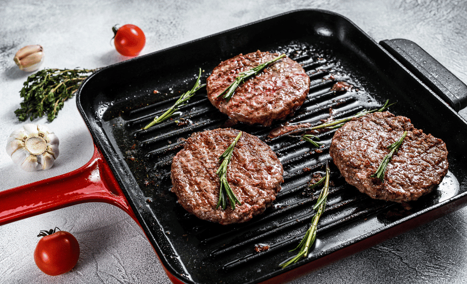 best grilling pan with burgers on it image