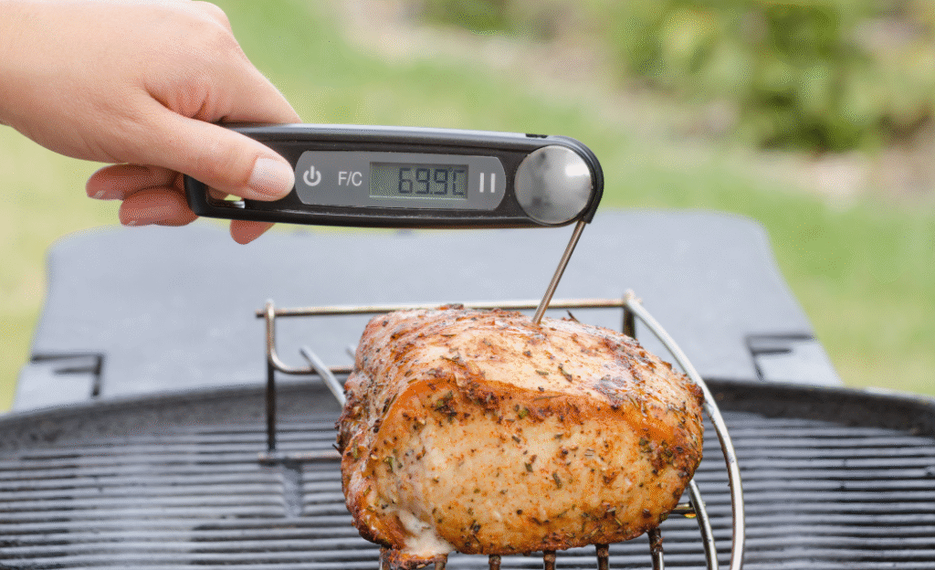 How to Smoke a Centerpiece Roast (Leg of Lamb or Beef Round) in 7 Steps. 5 meat thermometer